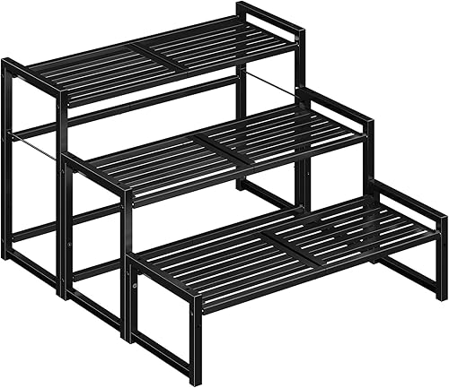 Soporte para plantas de 3 niveles para interiores y exteriores, estante apilable para plantas, alto e impermeable, para jardín, patio, balcón y