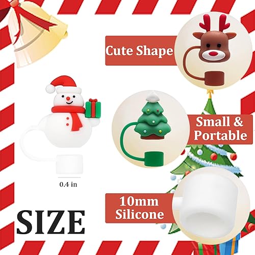 Miniatura 2 de Paquete de 6 fundas de popote de Navidad para popotes Stanley, tapas de paja Stanley de 0.4 pulgadas compatibles con vaso Stanley de 40 onzas con