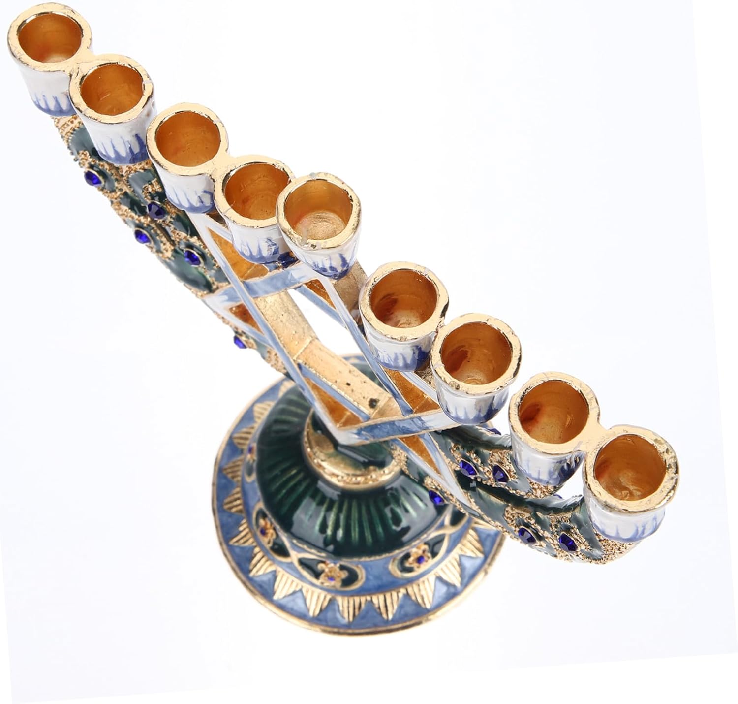 Retro Jewish Candle Holder Alloy Menorah Candlestick for Hanukkah Party Desktop Ornament Religious Vintage Table Centerpiece for Weddings and Dinners