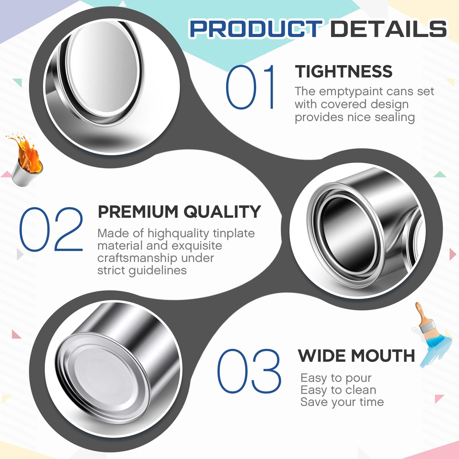 Bulk Empty Paint Cans - 50 Pack -5
