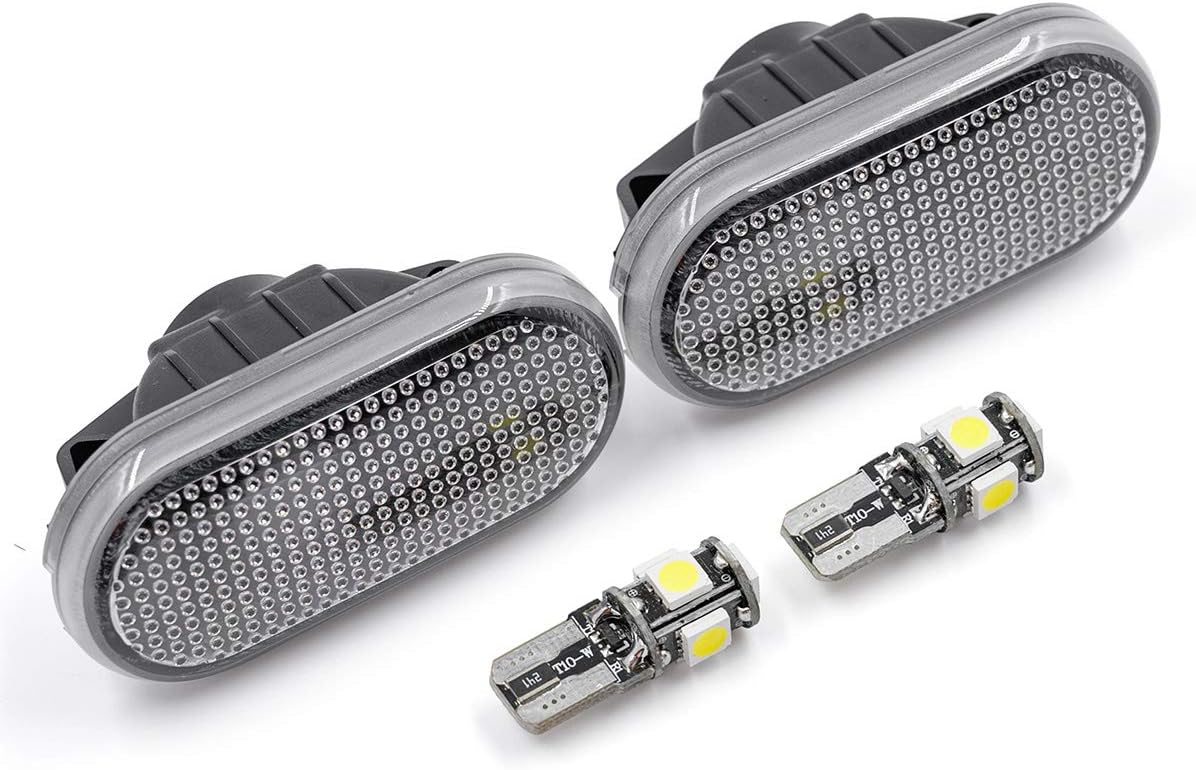 Clear Lens Side Marker Light Housing for 2003-2009 Nissan 350Z Z33 Fairlady Z Front Bumper Side Parking/Turn Signal Light Shell Kits OEM sidemarker Lamps Replacement + 2 5W LED T10 Bulbs