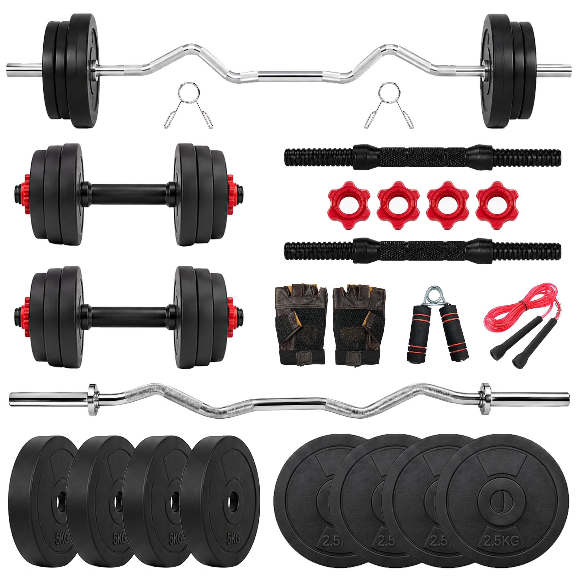 BULLAR Home Gym Set (8-30) kg Home Gym Combo with Curl Rod and Pair of Dumbbell Rods Gym Equipment for Men and Exercise Accessories for Fitness. (8 kg Home Gym Set)-image-13