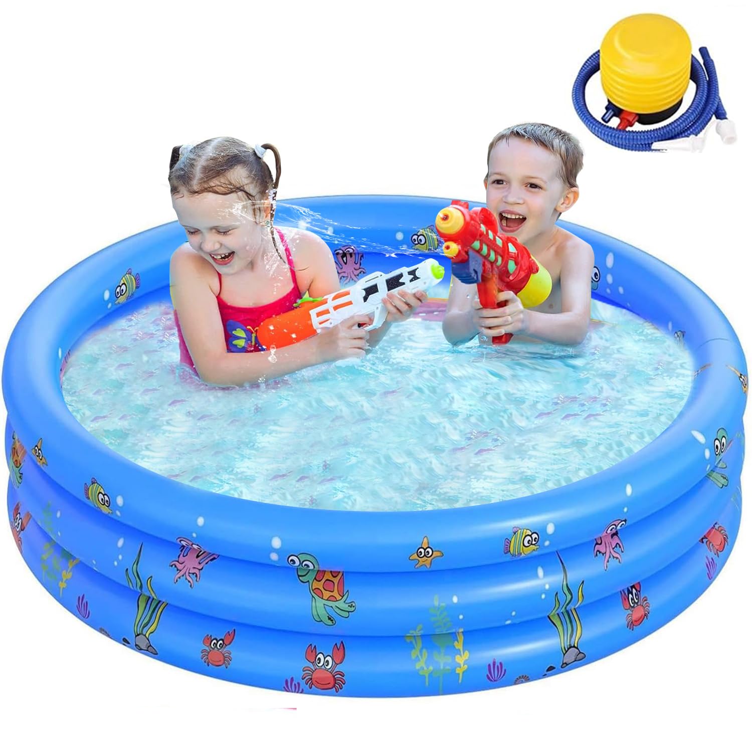 YOKNETIG Alberca para Niños,130x35cm Piscina Alberca Inflable Redonda,Piscina Hinchable Infantil para Uso Doméstico,Juguete De Agua para Niños Y Niñas De Verano (Azul)
