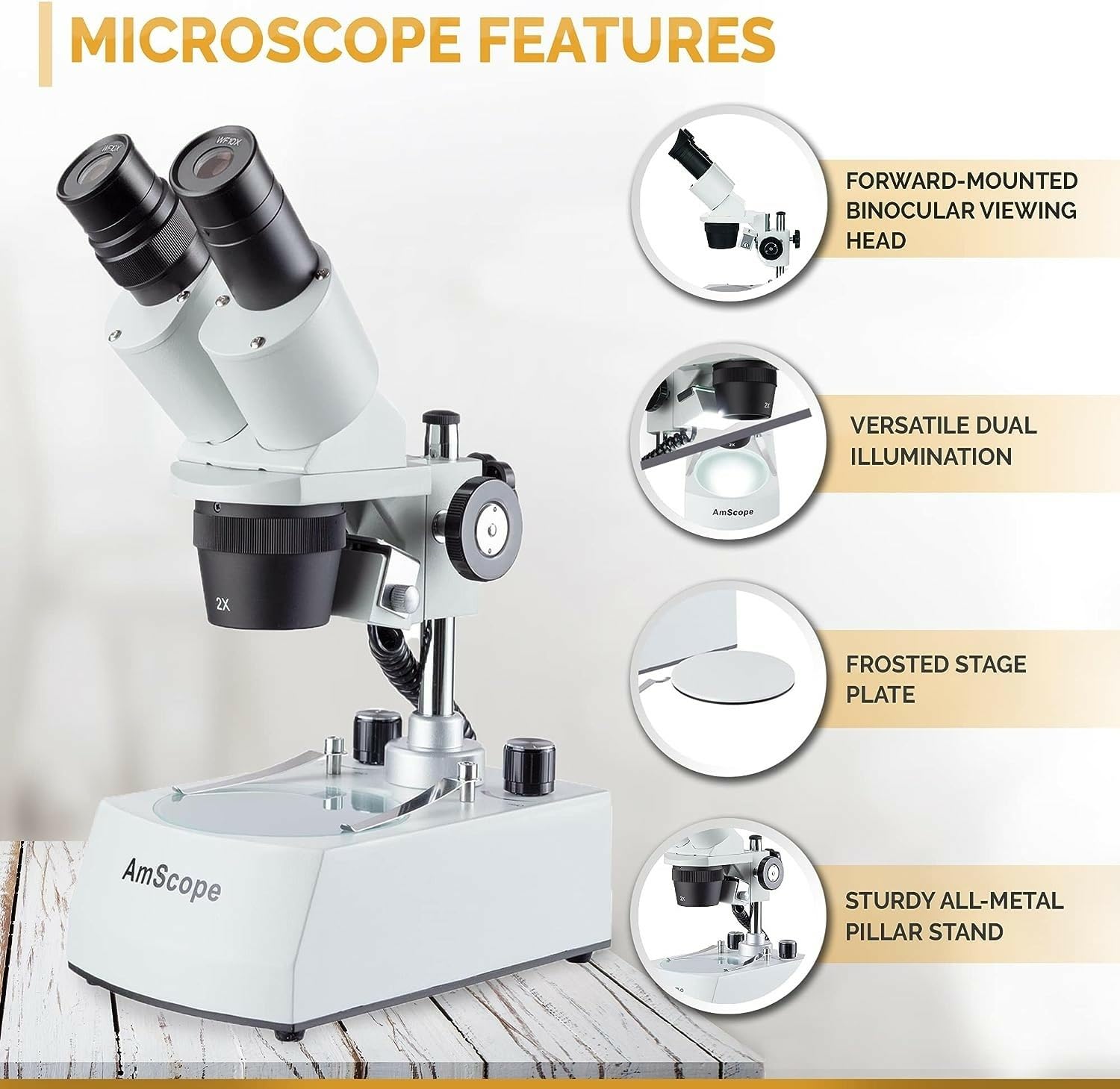 AmScope – 20X-80X LED inalámbrico Stereo Microscopio Cordless