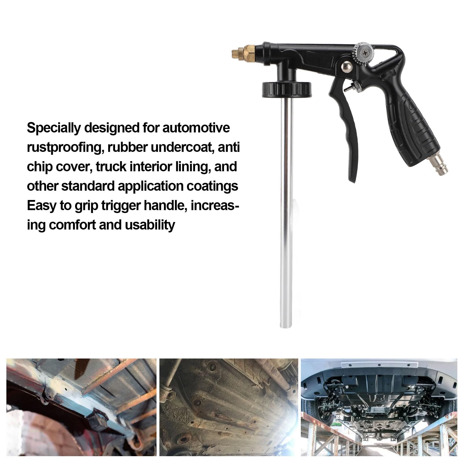 Yosoo Health Gear Pistola a Spruzzo per Sottosmalto Ad Aria Compressa, Acciaio Inossidabile in Alluminio Ramato, per Sottostrato Antiruggine per Autoveicoli con Connessione Rapida, Impugnatura