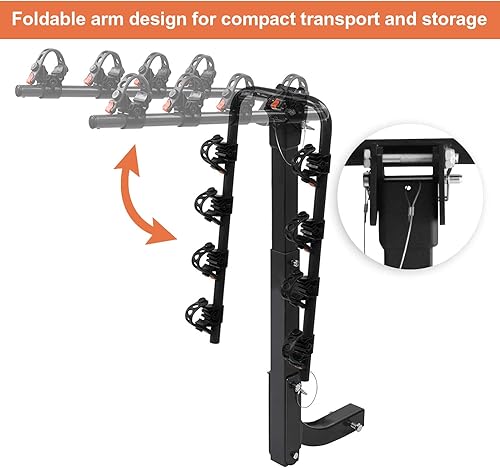 Miniatura 6 de Soporte para bicicleta para coche, soporte de bicicleta plegable doble para automóviles, camiones, SUV y minivans con receptor de enganche de 2