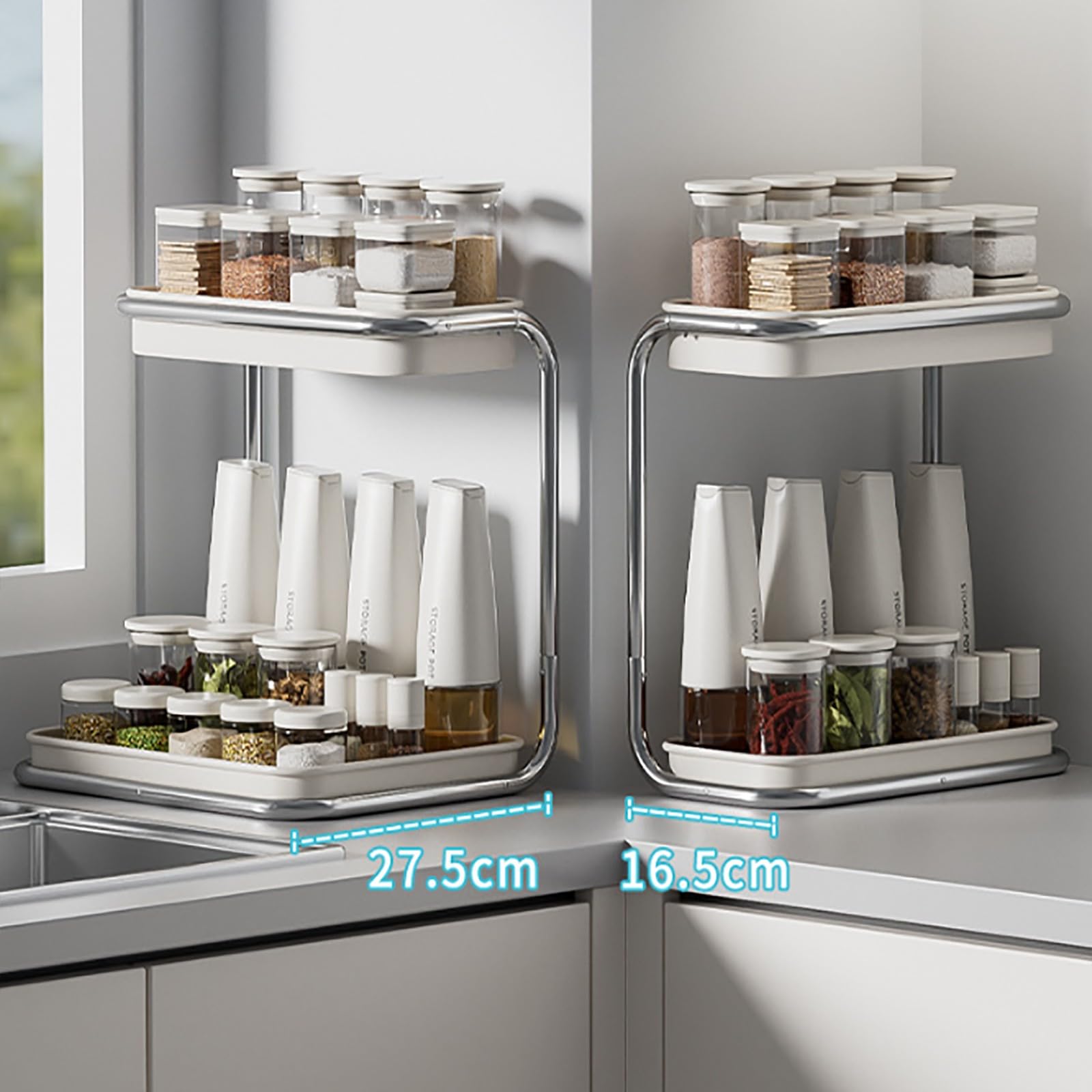 Estante de almacenamiento de 2 capas para armario, encimera, organizador de cajones de especias para baño, cocina, dormitorio, estante de 16,5 cm