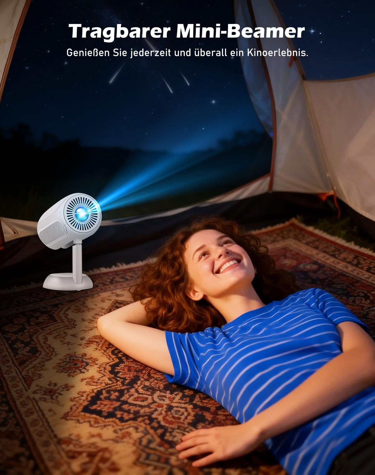 VGKE Mini proiettore con app Android, messa a fuoco automatica 3D TOF, correzione trapezoidale automatica, 16000 lumen, supporto Full HD 4K, proiettore portatile WiFi 6 Bluetooth per esterni/cellulare