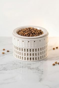 Elevated Cat Food Bowl, Raised Cat Bowls by Ceramics,Stylish 3D-Printed Cat Feeding Bowl,5oz Cat Dishes for Cats & Puppies