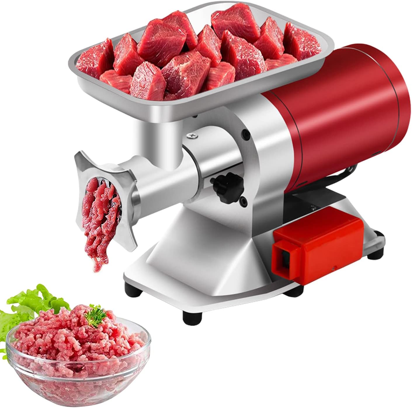 Meat Grinder Electric, 661 Lbs/Hour 1500W Stainless Steel Sausage Stuffer Maker, Heavy Duty Sausage Kit Meat Grinder with 2 Grinding Plates for Mixer, Home Kitchen & Commercial Use