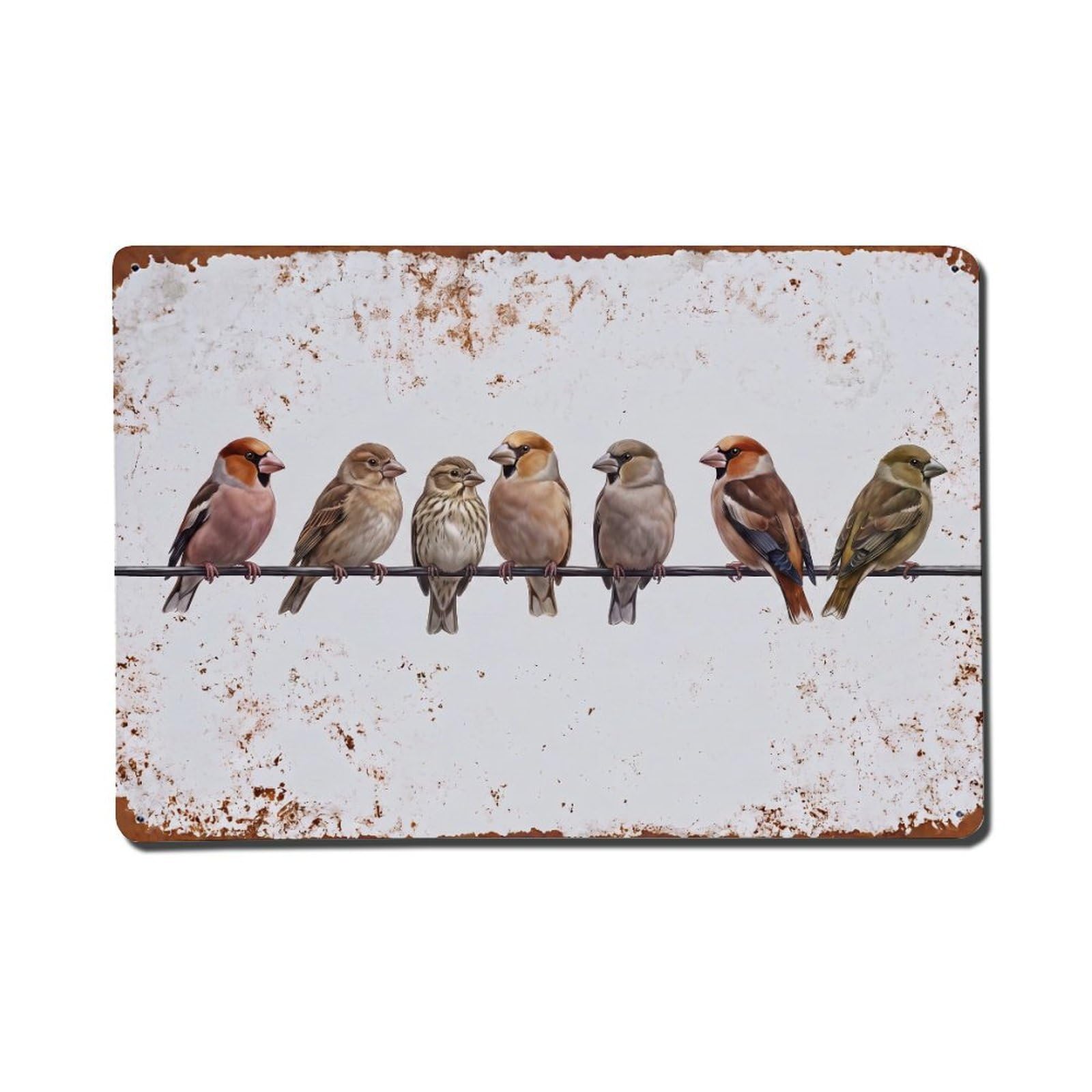 Vintage Retro Birds Hawfinch Metal Tin Sign
