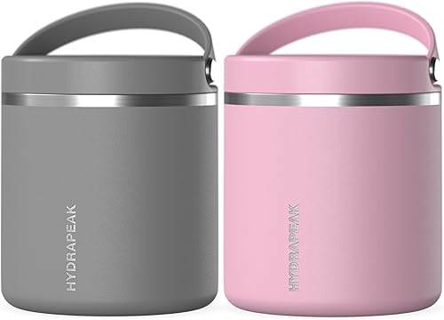 Hydrapeak Paquete de 2 termos de comida de 25 onzas, termo de sopa aislado que se mantiene caliente durante 10 horas, el frío durante 16 horas,