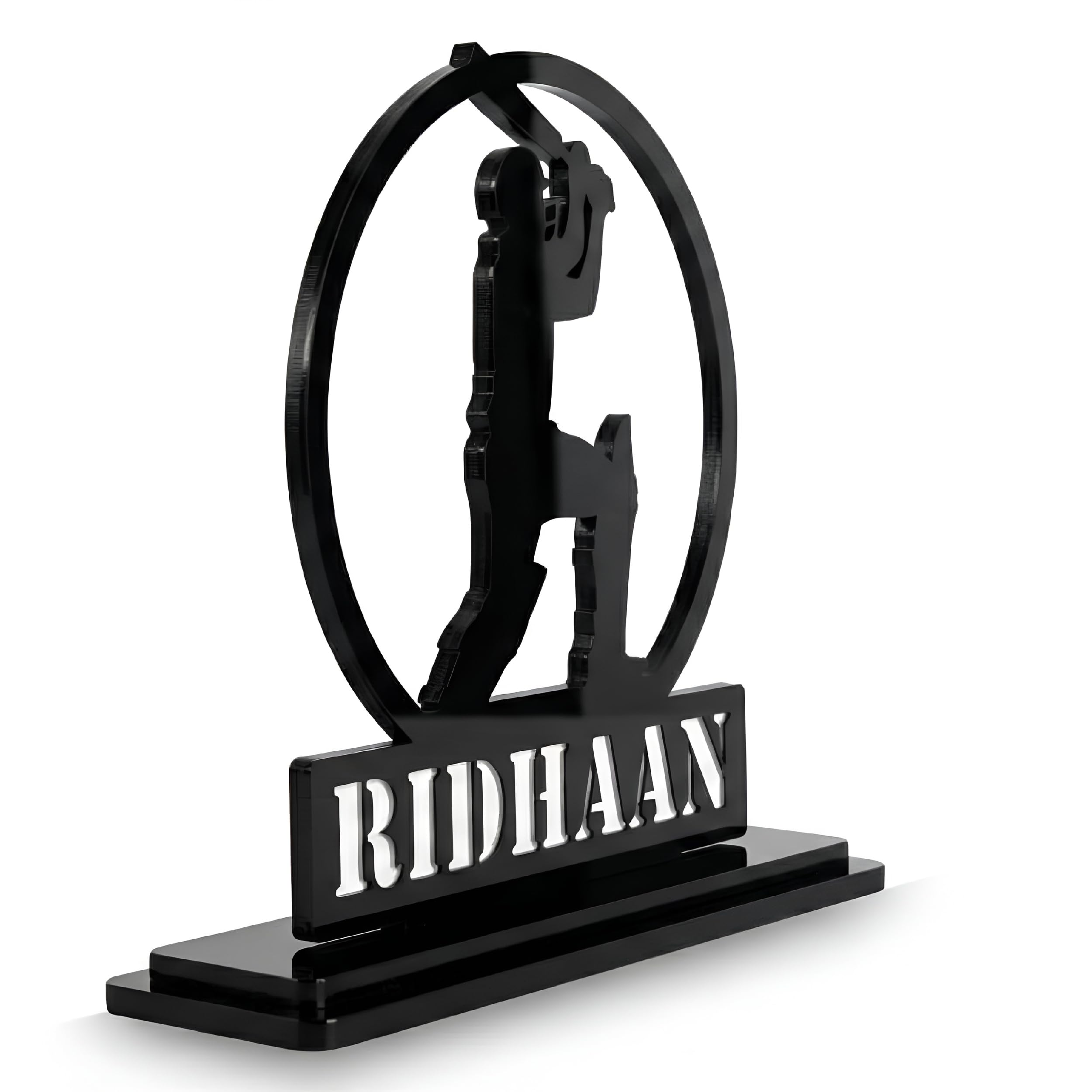 Indianara Customizable Cricket Player Name Trophy, Black Wood Finish, Round Design with Base, 16.51 cm Height, Sports Achievement Award-picture-24