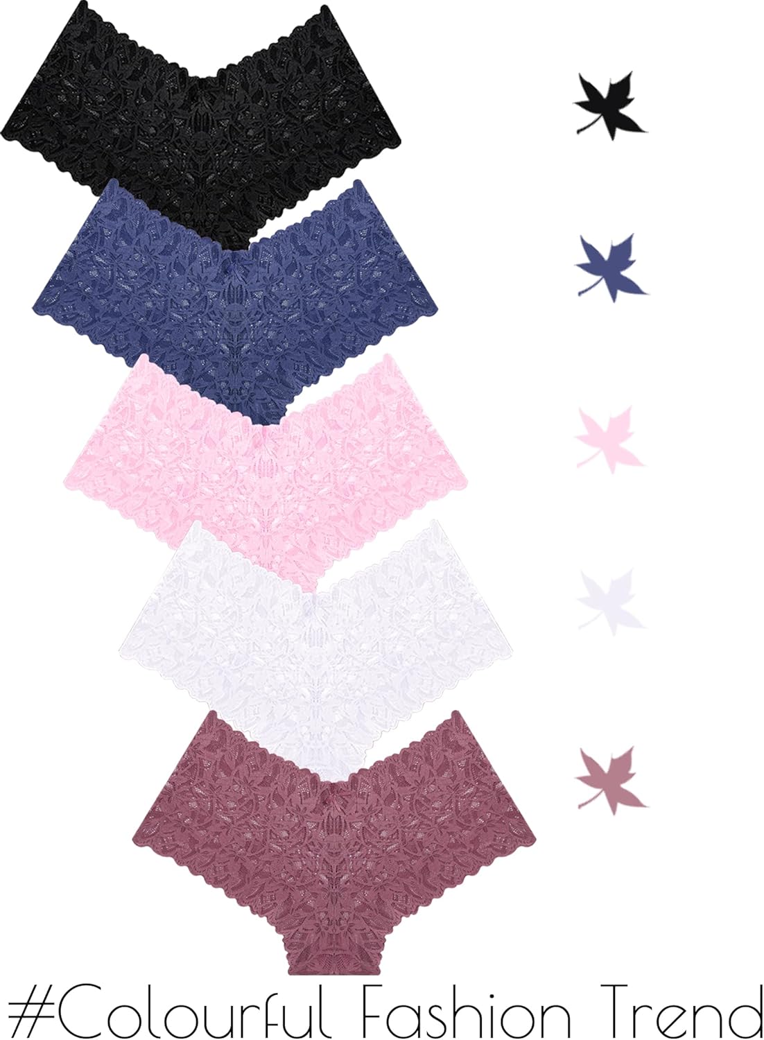 Sexy Women's Underwear Lace Shorts V Waist Breathable Cheeky Panties Boyshorts Underwear Women 5 Pack - Image 4