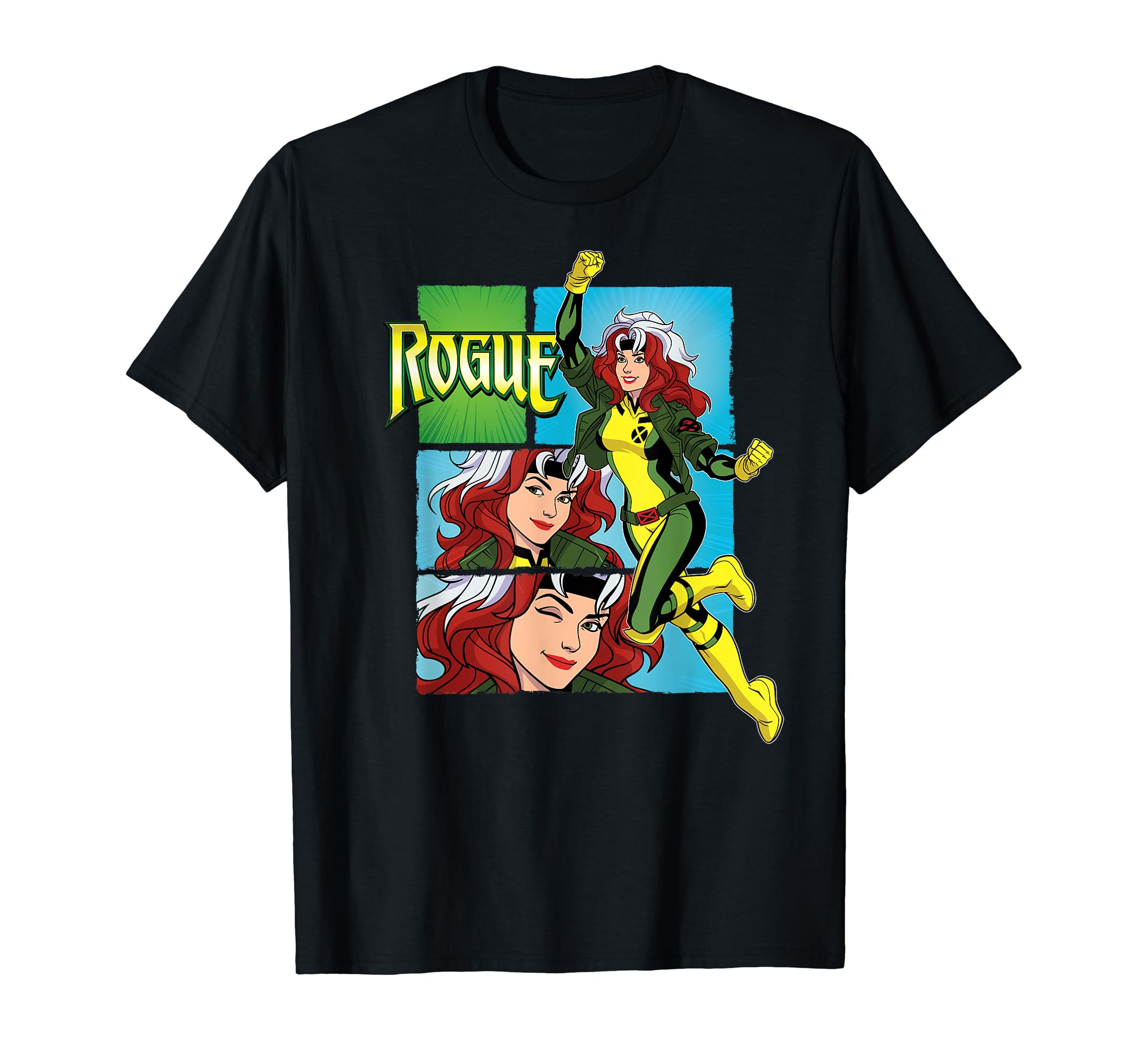 MarvelStudios X-Men ’97 Rogue Wink Logo & Action Panels T-ShirtOEKO-TEX STANDARD 100