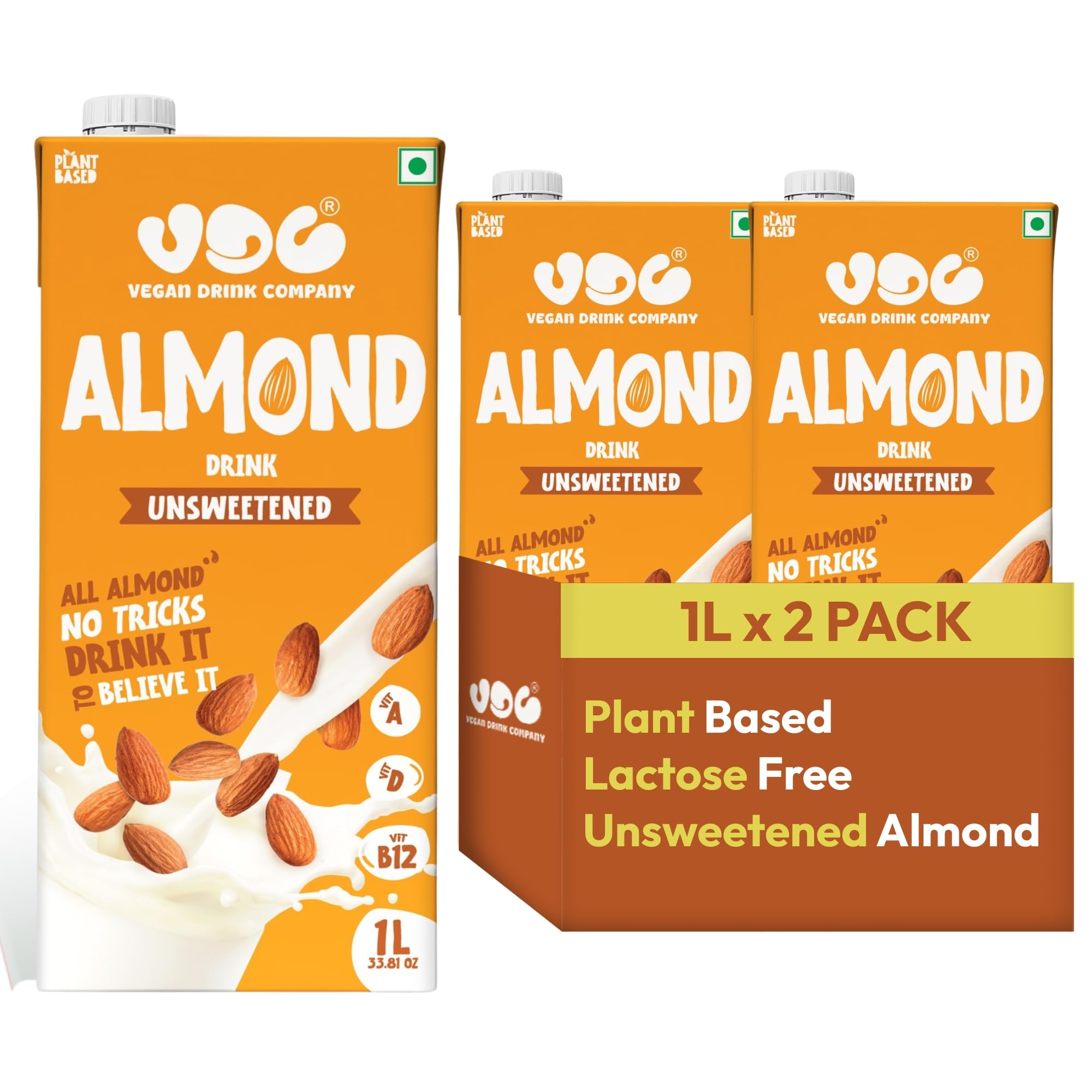 VDC Unsweetened Almond Milk - 1L x Pack of 2 | Dairy & Lactose Free Plant Based Vegan Drink | No Added Sugar, Gluten Free & Zero Cholesterol | Diabetic Friendly | Fortified with Vitamins A, D & B12-image-35