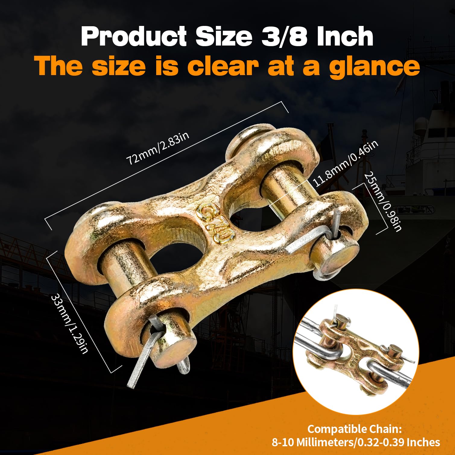 Heavy Duty Chain Links - 6600LBS Working Load -4 Heavy Duty Chain Links - 6600LBS Working Load -4