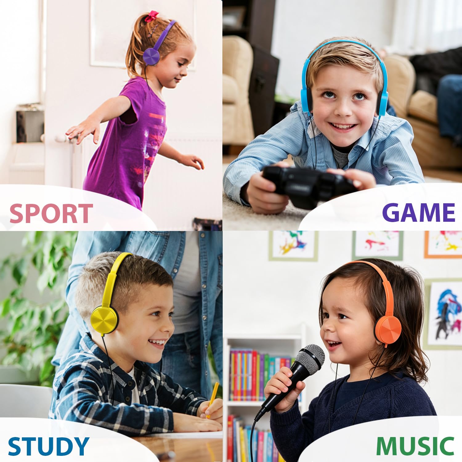 Cuffie per bambini, confezione da 16 pezzi, per scuola, classe, studenti, set di cuffie perfette per bambini, adolescenti, ragazzi e ragazze (8 colori misti)