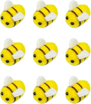 AUEAR, 10 Pack Wool Felt Cute Bumble Bee Craft Ball Mini Crafts Honey Pom for Nursery Tent Decor Scrapbooking Accessories DIY Decoration