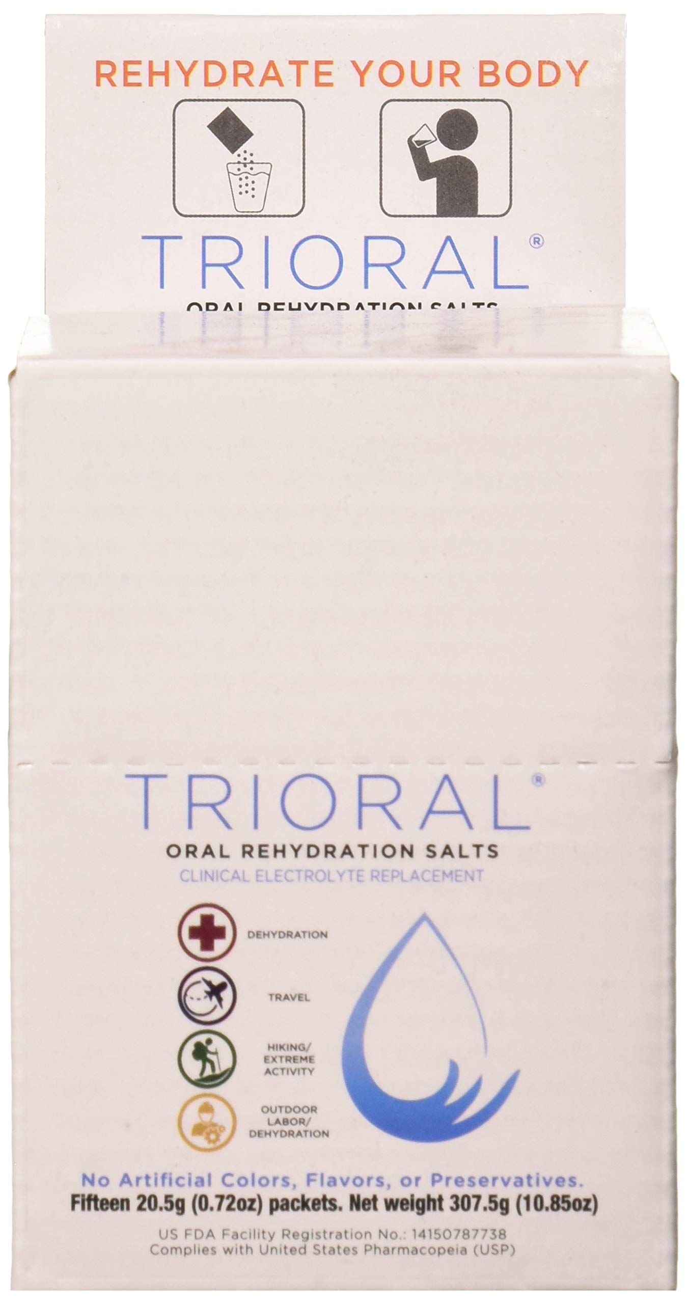 TRIORAL Oral Rehydration Salts ORS (15, One Liter Packets/Box) World