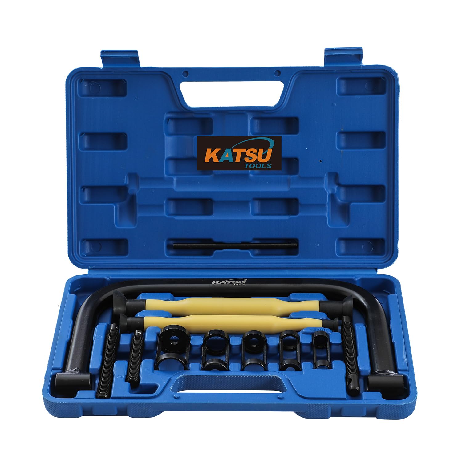 KATSU Tools 12 pièces Kit d'outils de compresseur de ressort de soupape portable avec kit de valve pour voiture, camionnette, moto, automobile, modèle 450342