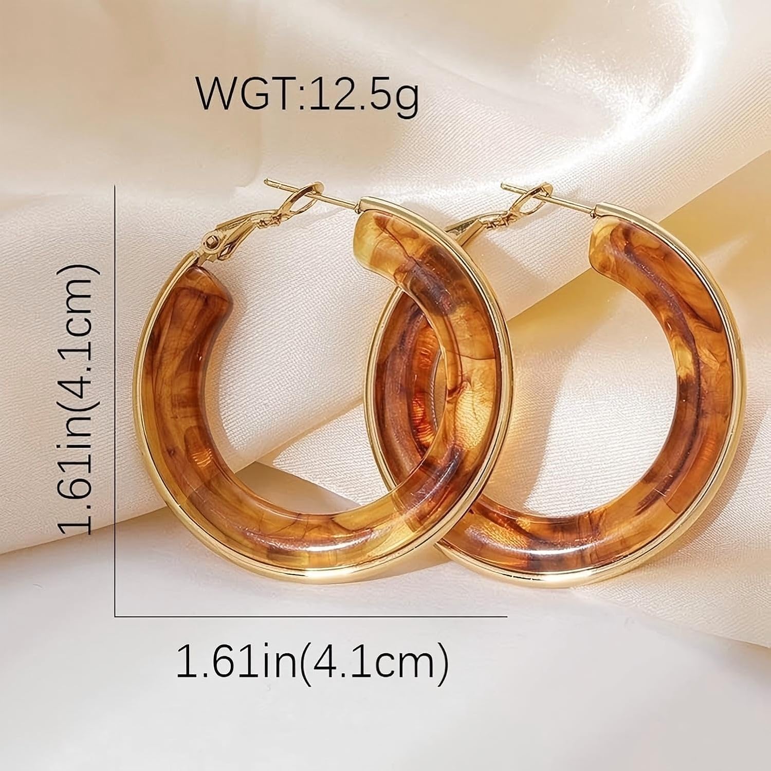 Gold Hoop Earrings for Women Resin Earrings Brown Pink Hoop Earring Trendy Jewelry Stainless Steel Non Tarnish Gifts for Her - Image 5