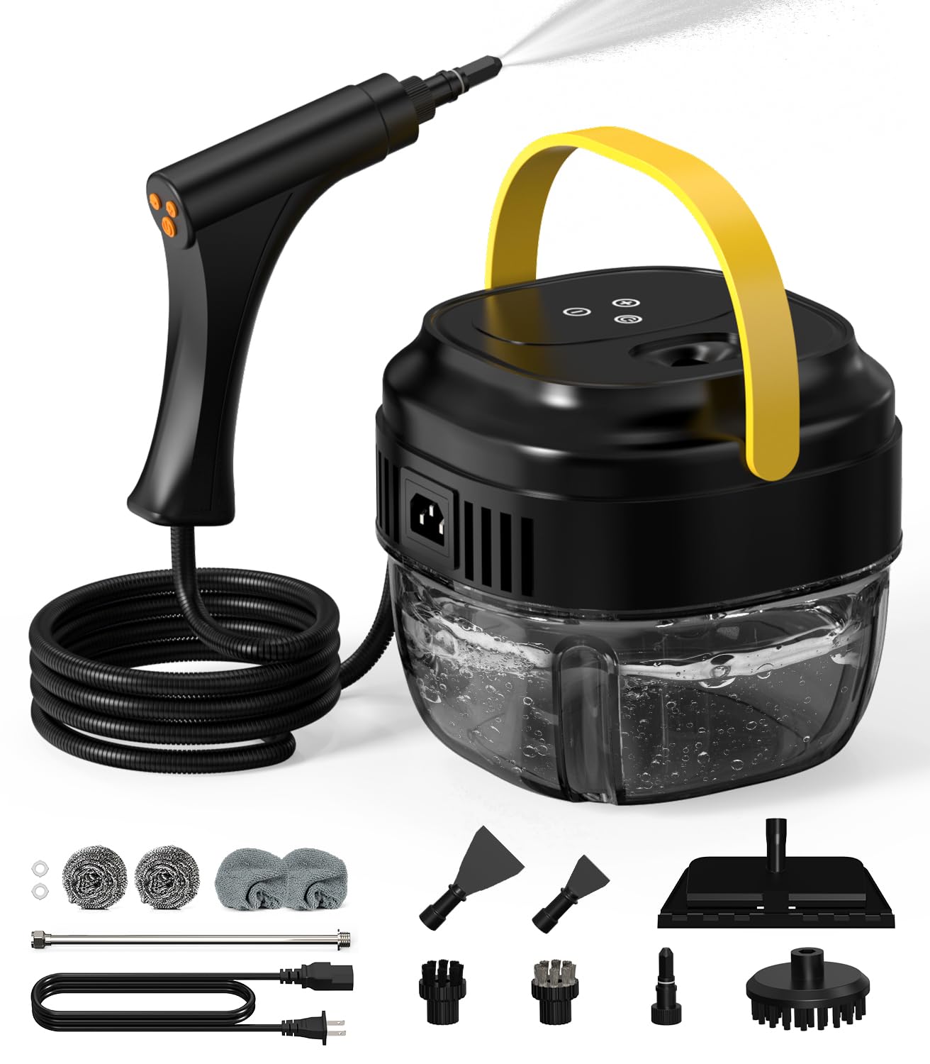 Portable Handheld Steam Cleaner 1500W High Pressure Steamer 15s Instant Heat 6-Level Handle 1 7L Tank 15PCS Accessories
