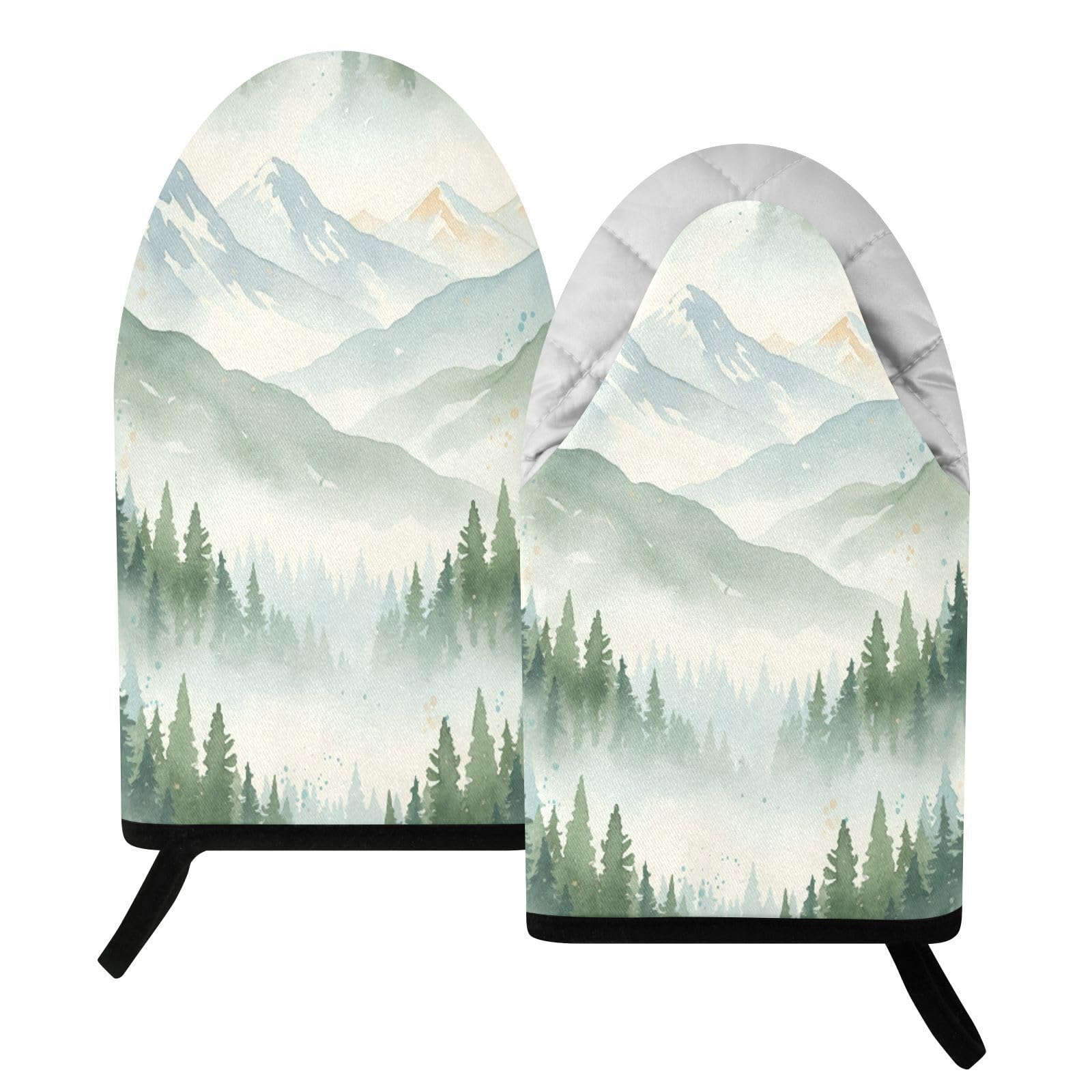 BURSTDDY Forest Oven Mitt,Heat Resistant Kitchen Mitts for Cooking