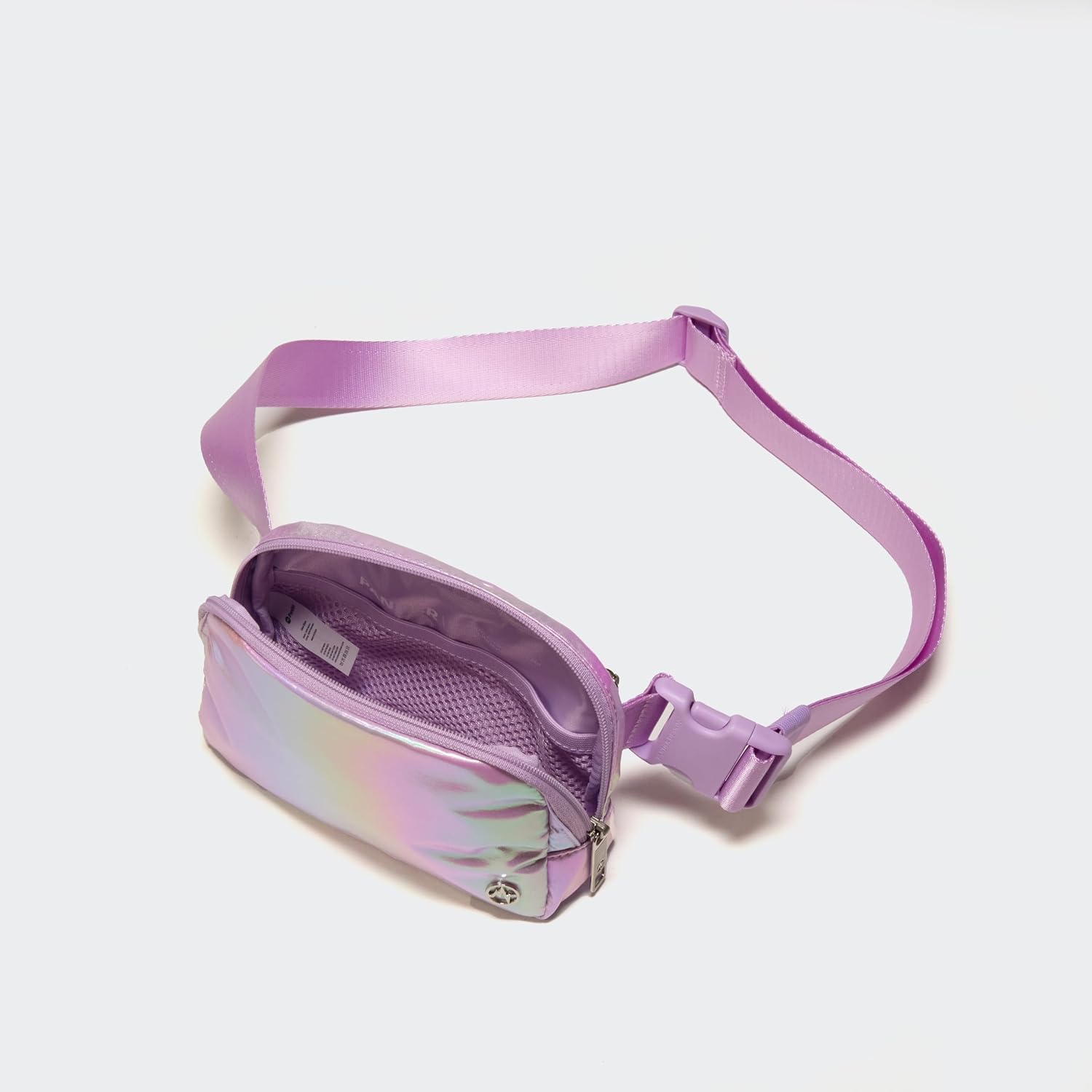 Pander Everywhere Crossbody Bag Iridescent Polyester Sling Belt Bag with Adjustable Strap