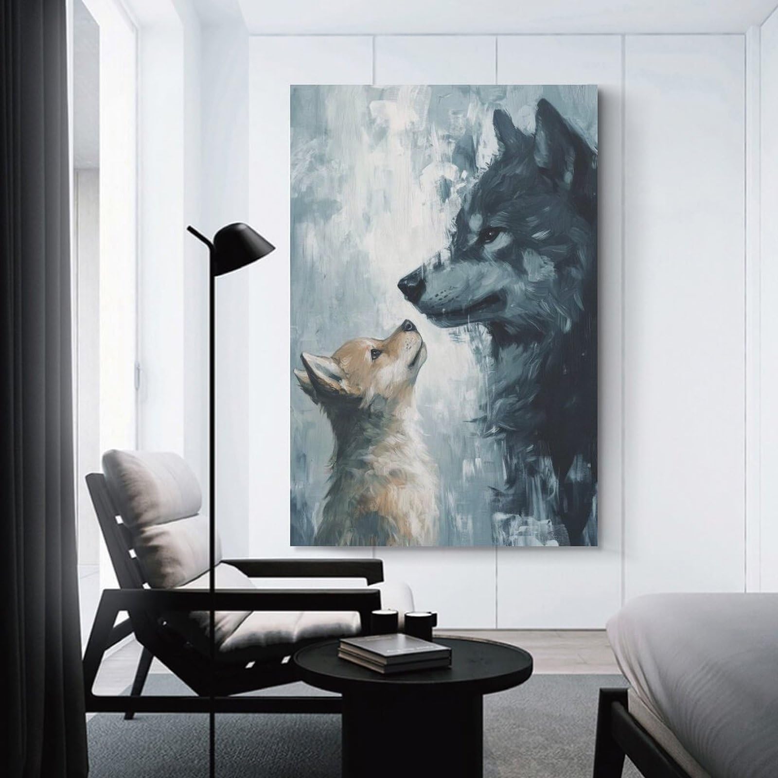 Junmoney The Bond of Wolves Wall Art Print, 20x30inch(50x75cm), for Bedroom Walls, Guest Spaces Or Lounges, Home Artwork with A Soft Interior Feel