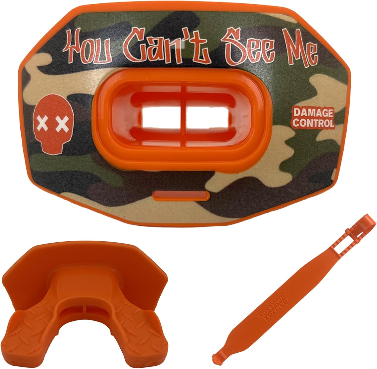 DAMAGE CONTROL Youth Football Mouth Guard – Hitman | Heavy Duty, Breathable No Boil Mouthpiece, Maximum Airflow, Protects Lips & Teeth, Works with Braces, Includes Helmet Strap