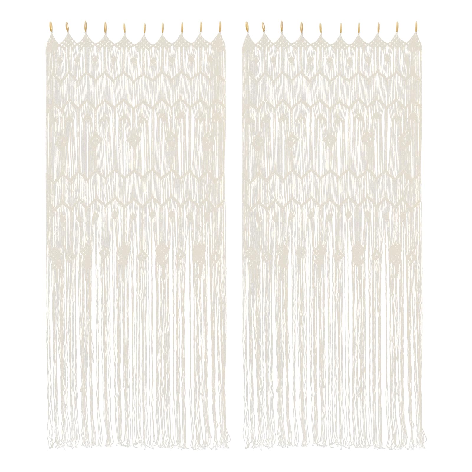 2 unidades de 200 cm borla tejida para colgar en la pared, cortinas tejidas para puertas y ventanas, tapices bohemios, cortinas tejidas a mano, algodón tejido, decoración de pared, adecuado