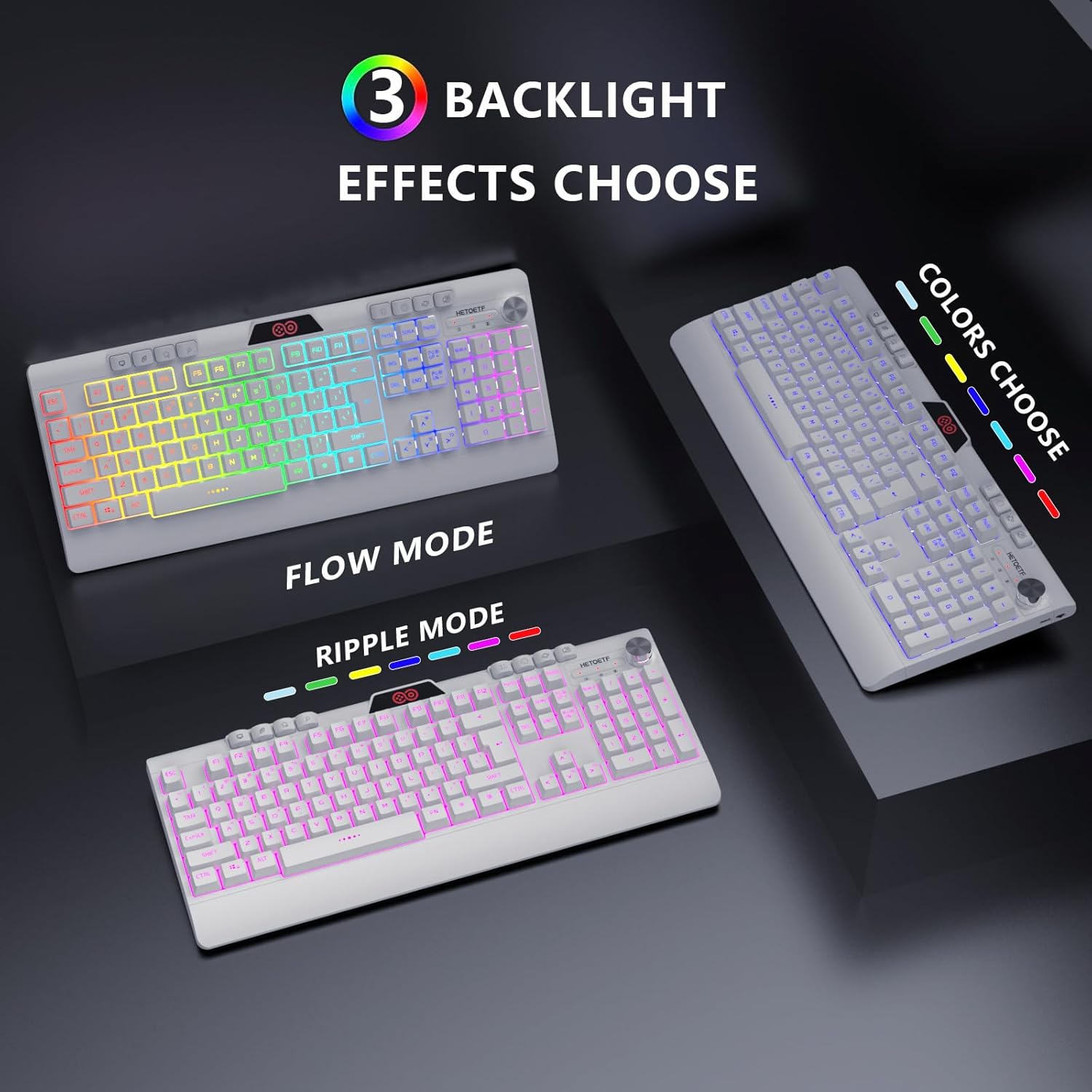 H8 Wireless Gaming Keyboard and Mouse Combo, LED Backlit Rechargeable 3800mAh Battery, Mechanical Feel Anti-ghosting Keyboard with Wrist Rest + 7D 3200DPI Mice for Windows, Mac, PC, Laptop