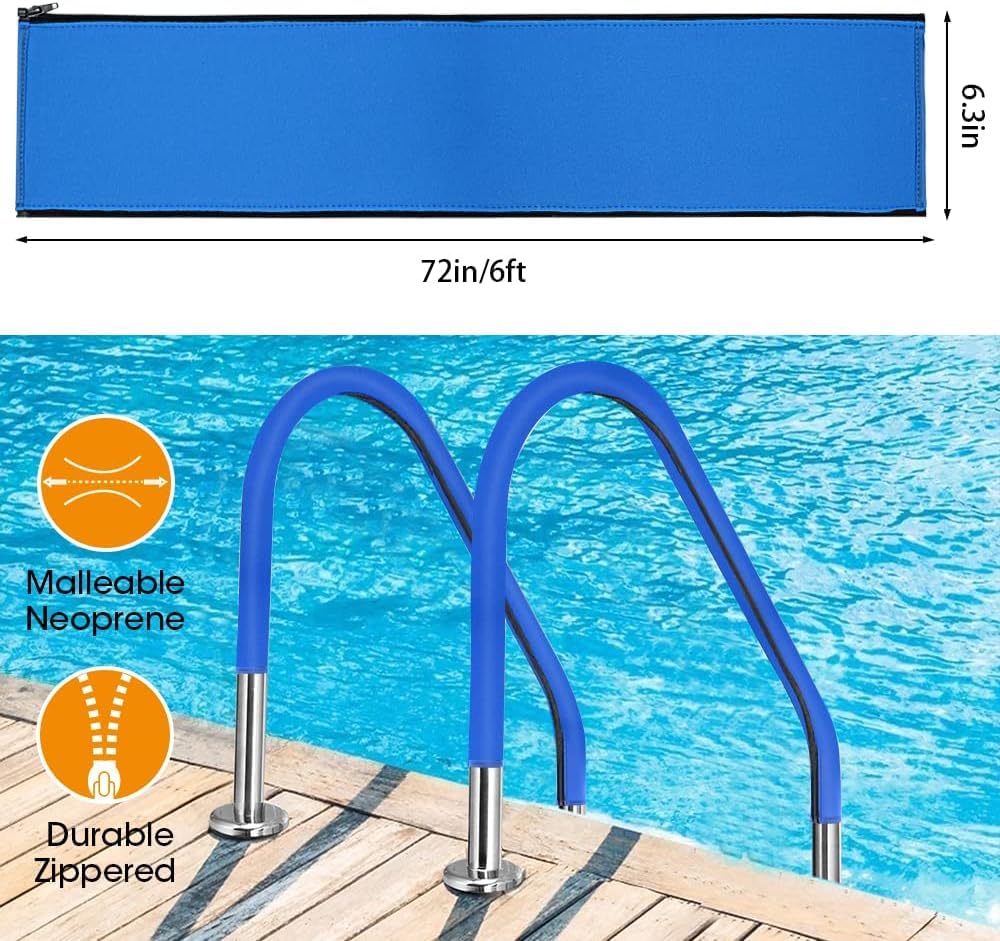 Couverture de Main Courante Piscine 180cm Manchon de Rail de Piscines Poignée de Piscine Protection avec Fermeture Éclair Accessoire de Antidérapant Piscines