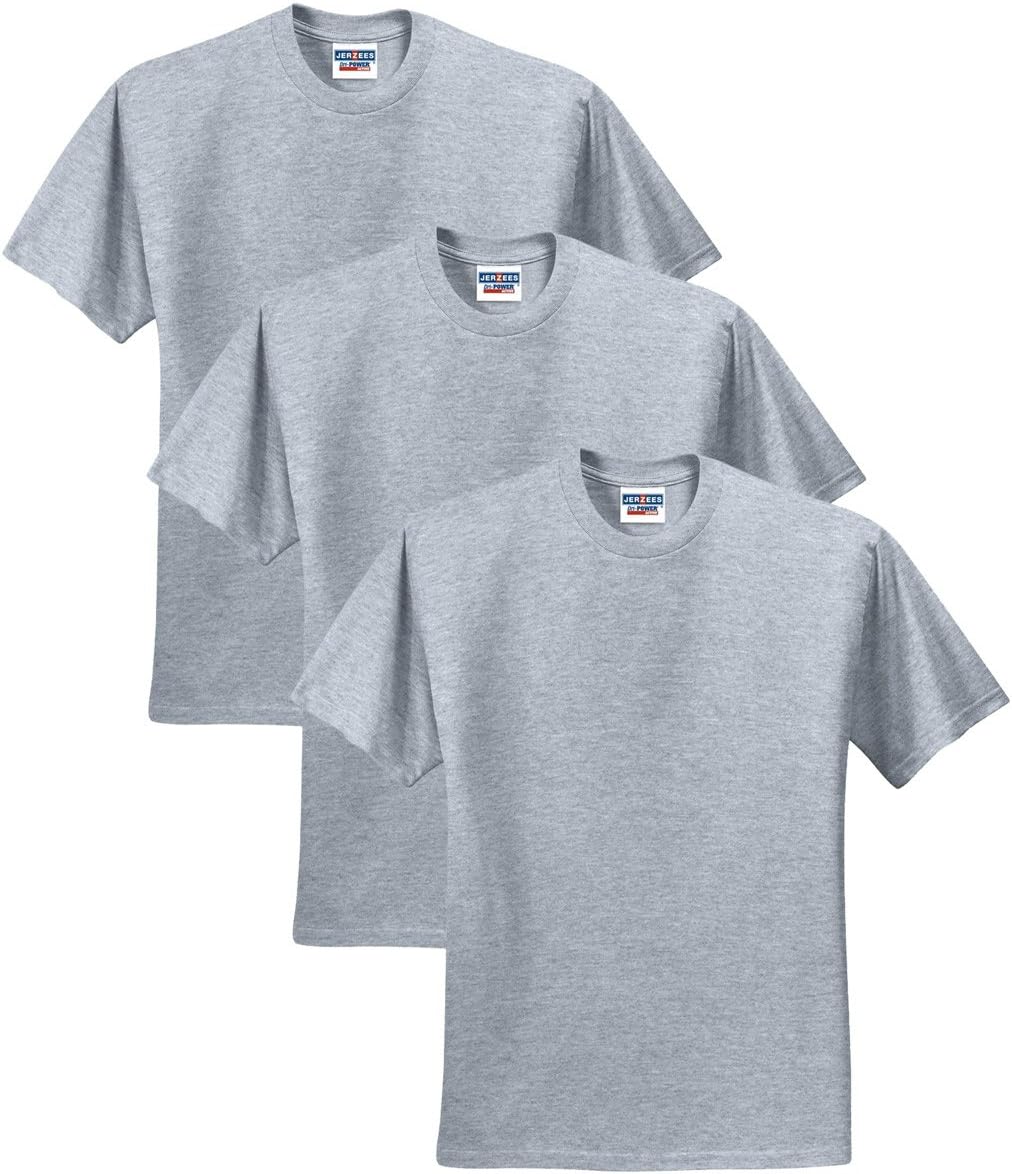 Jerzees mens 5.6 oz. 50/50 Heavyweight Blend T-Shirt(29M)-ATHLETIC HEATHER-2XL-3PK