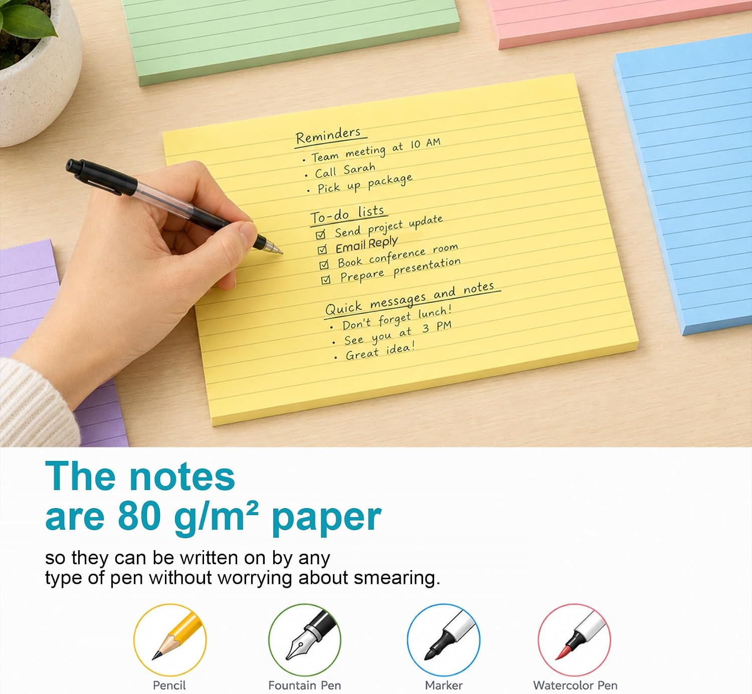 8 Pack Large Sticky Notes 8x6in,No Ink Bleed-Through,Home/School Office image 4