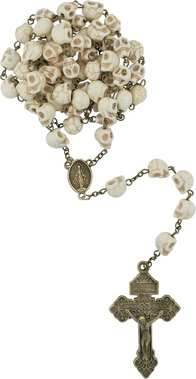 Memento Mori Style Rosary | White Skull 