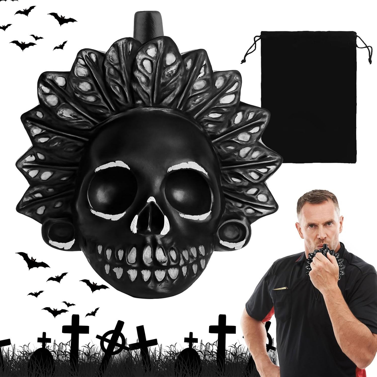 Aztec Death Whistle Real Screaming Aztec Death Whistle Loudest Death Whistle Authentic Human Sound Screams Over 125 Decibels Instrument Gifts for the Festival of the Dead C
