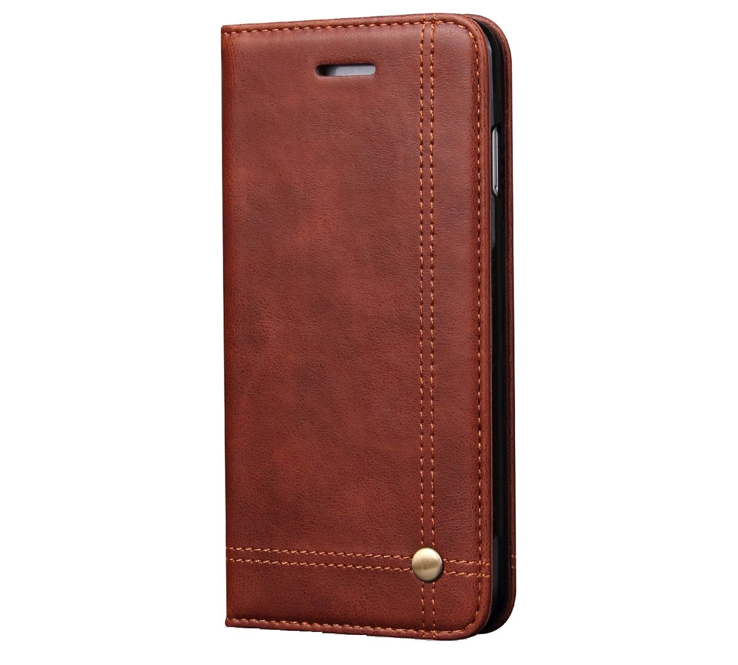 Pudini® Premium PU Leather Flip Cases Cover with Card Slots Cash Pocket Stand Holder Magnet Closure for Apple iPhone 7 / iPhone 8 - Brown