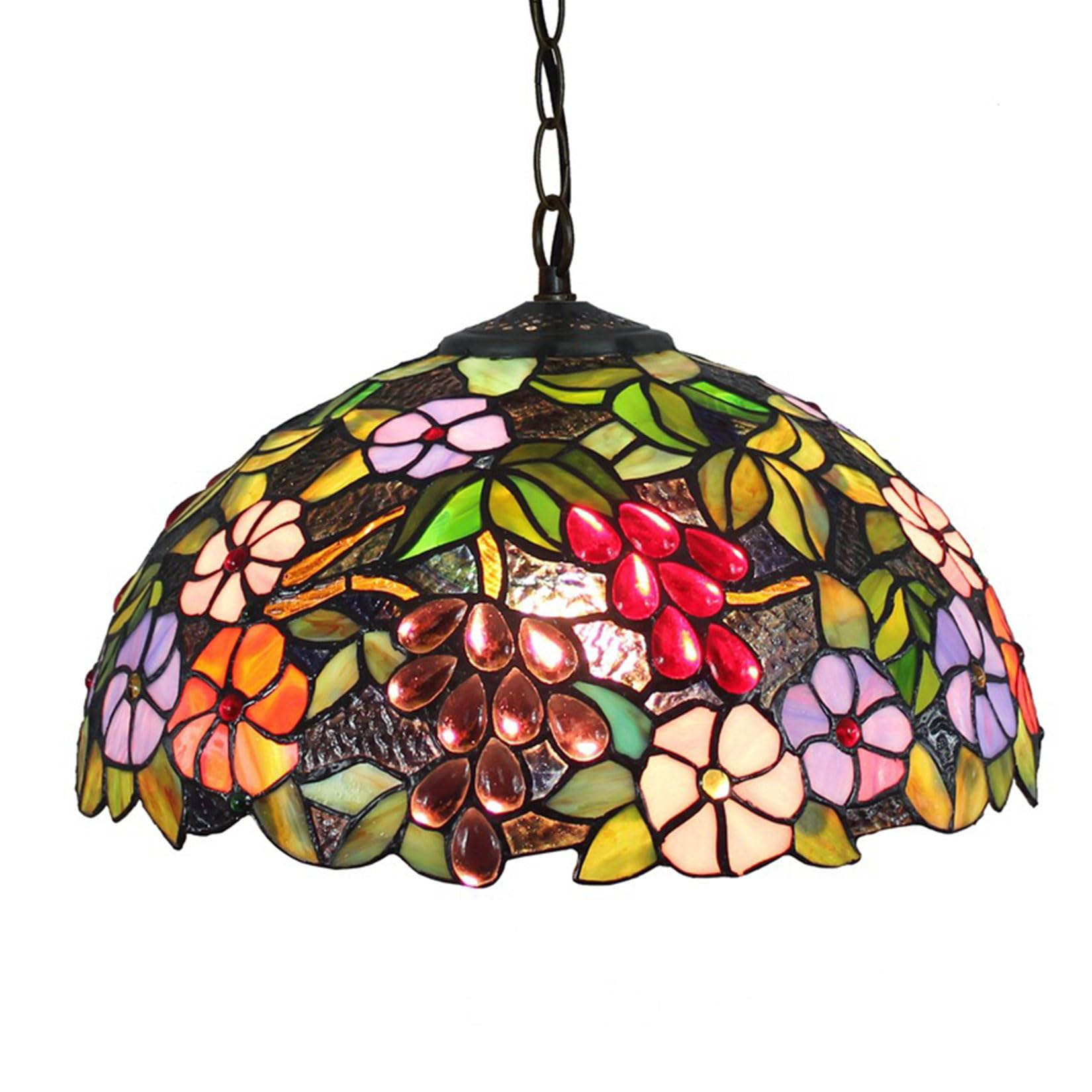 NHPJFDC Tiffany Chandelier Lamp Baroque and Dragonfly Stained Glass Pendant Light Fixture, Vintage Hanging Lamp for Aisle Balcony Hallway Bedroom Kitchen Dining Room,16 Inch,Teal