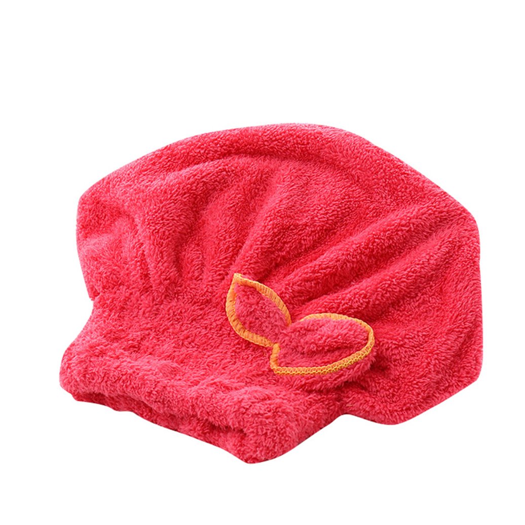 Zhouba Women's Watermelon Red Coral Fleece Quick Dry Hair Hat Bathing Tool Drying Towel Bath Cap (Watermelon Red)
