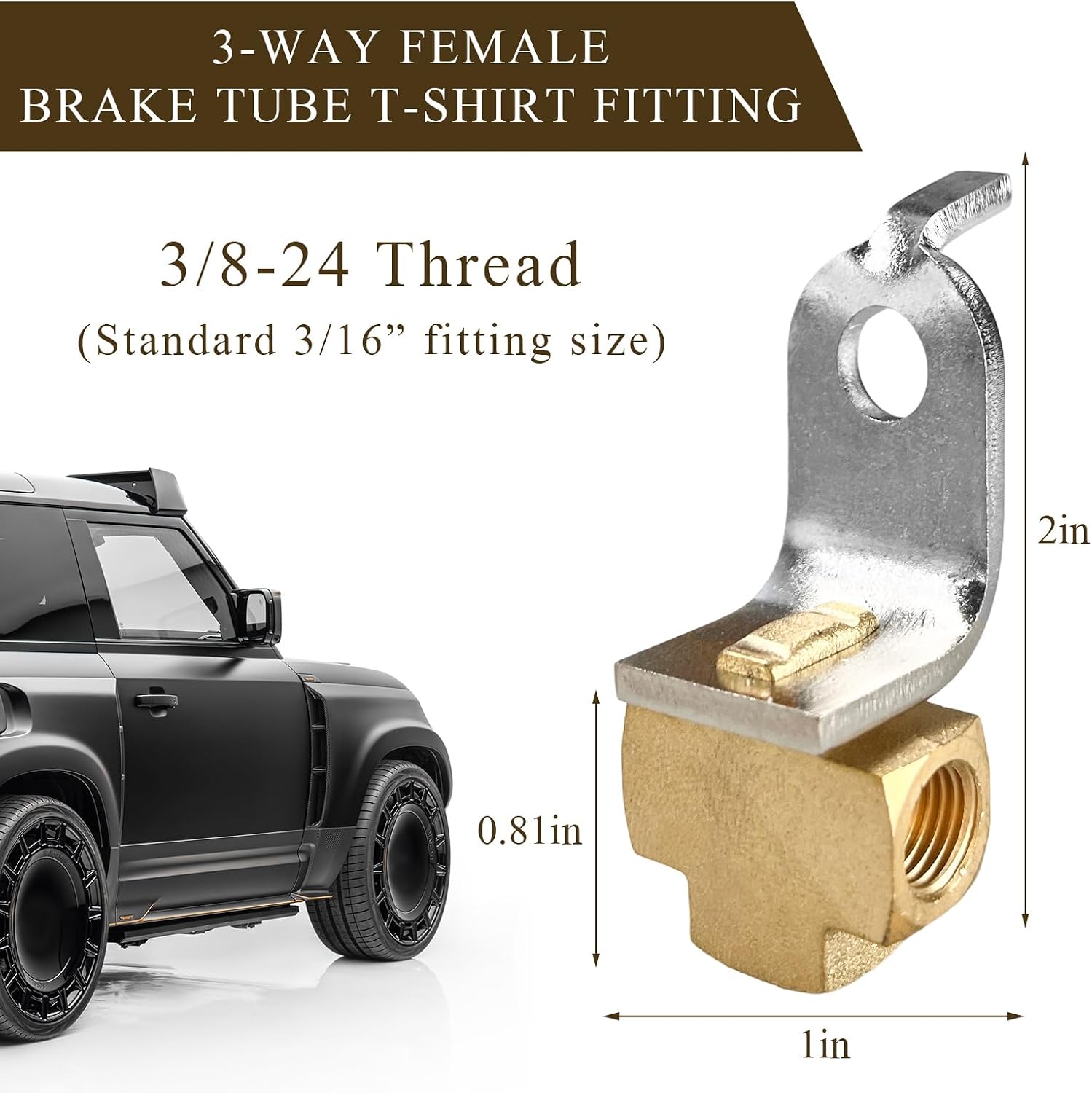 Wevdn 2 PCS 3-Way Brake Line Tee Fitting, Brass Brake Line Tee for 3/16" Tube with Mounting Bracket for 3/8"-24 Threads Maintaining Brake System, Universal Brake Line Fittings for Inverted Flare