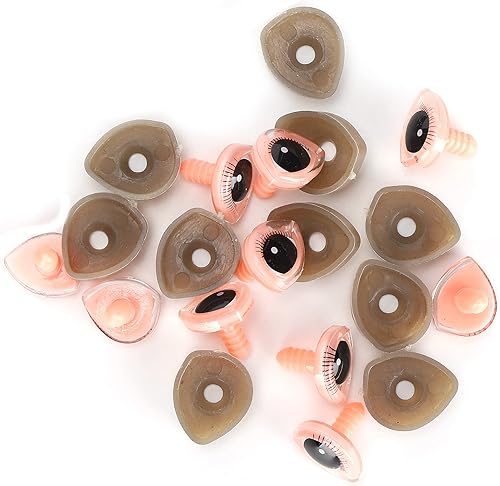 Miniatura 6 de BORDSTRACT Ojos de muñeca de seguridad, globos oculares triangulares de plástico con pestañas tridimensionales, juego de 10 globos oculares de