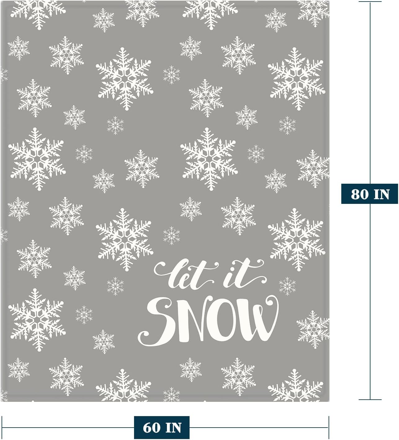 Neatee Living Christmas Decorative Throw Blanket Twin Size Grey Snowflake Blanket Xmas Winter Holiday Gray Blanket for Couch Bed Soft Lightweight Fuzzy Plush Fleece Blankets and Throws 60x80