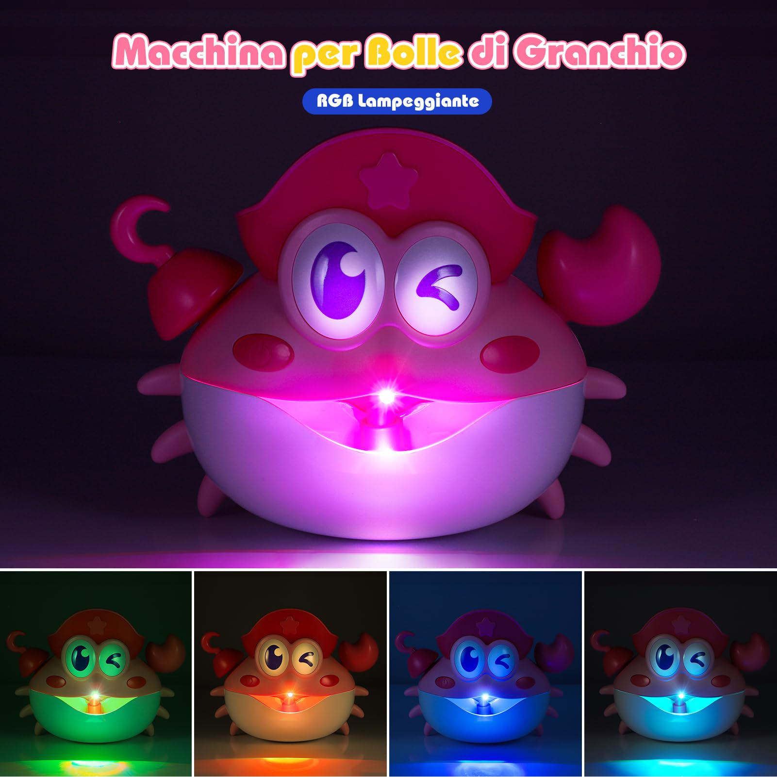 iKidiki Granchio Tummy Time - Giochi Bagnetto per Bambini 1-5 Anni - Giocattoli da Vasca da Bagno, Regalo Compleanno Neonato