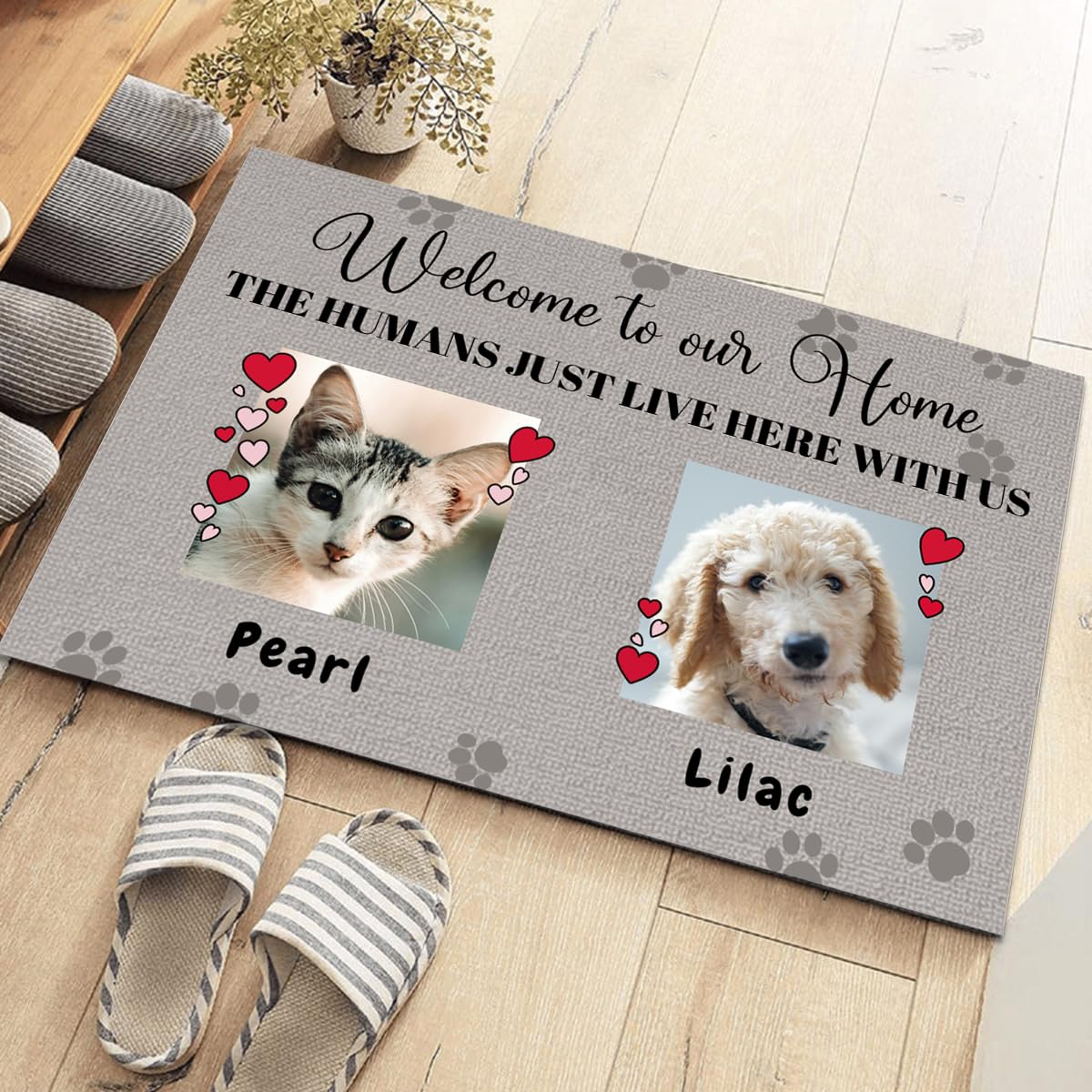 LalatiFy Personalized Pet Doormat - Custom Dog and Cat Doormats with Photo Family Name, Customizable Unique Memorial Welcome House Mat Pet Themed - 2