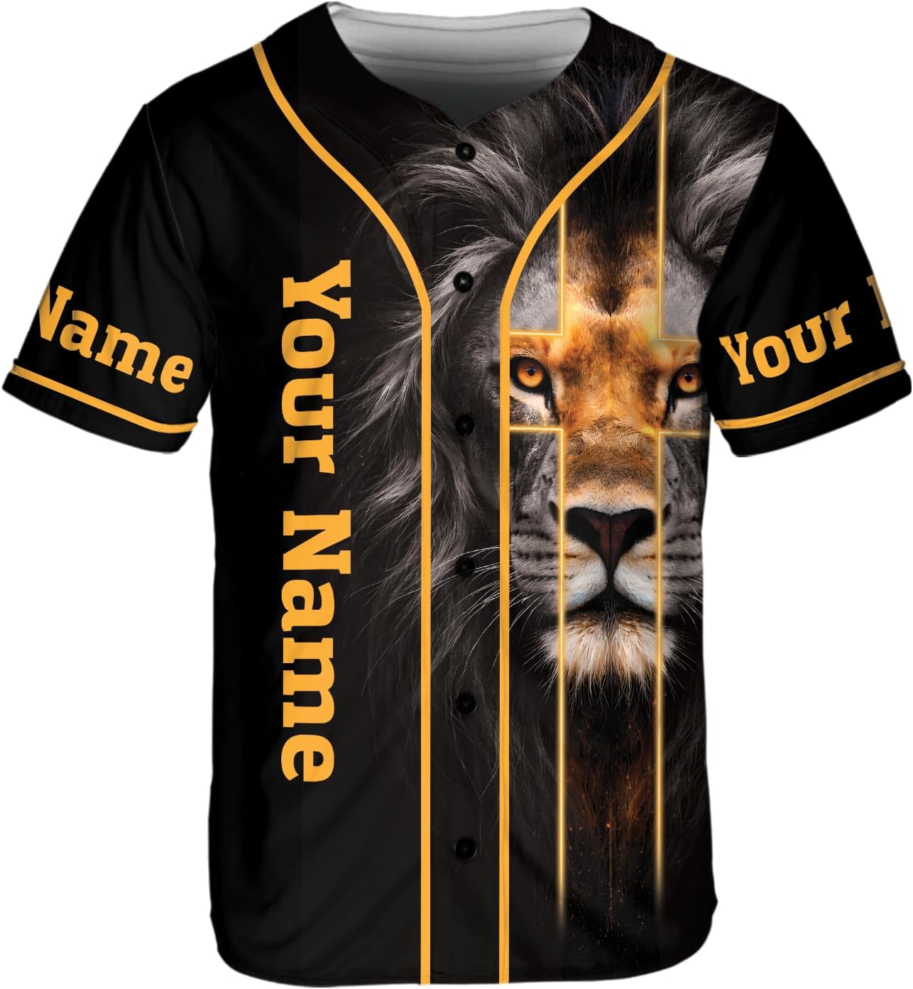 ThangPhamShop Personalized Christian Lion Baseball Jersey Unisex XS-5XL – Lion Faith Baseball Jersey, Religious Theme Graphic Shirt Multi