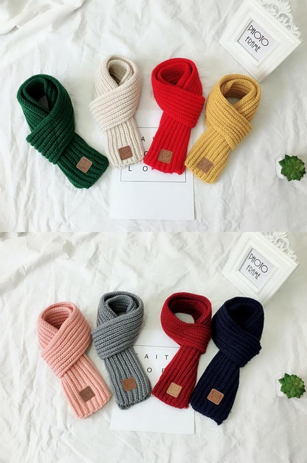 6 Pcs Kids Winter Warm Knit Scarf Solid Color Toddler Warmer Scarf for Boy Girl, Winter Neck Warmer Knitted Wrap for Outdoor Travel Walking Skiing - Image 8