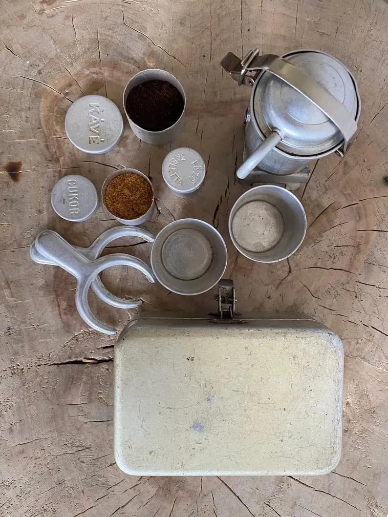 Extra Rare Collectors Camping Coffee Kit,Retro Nostalgic Espresso And Hand-Poured Portable Set,A Nostalgic Gift For Coffee Lovers And Collectors