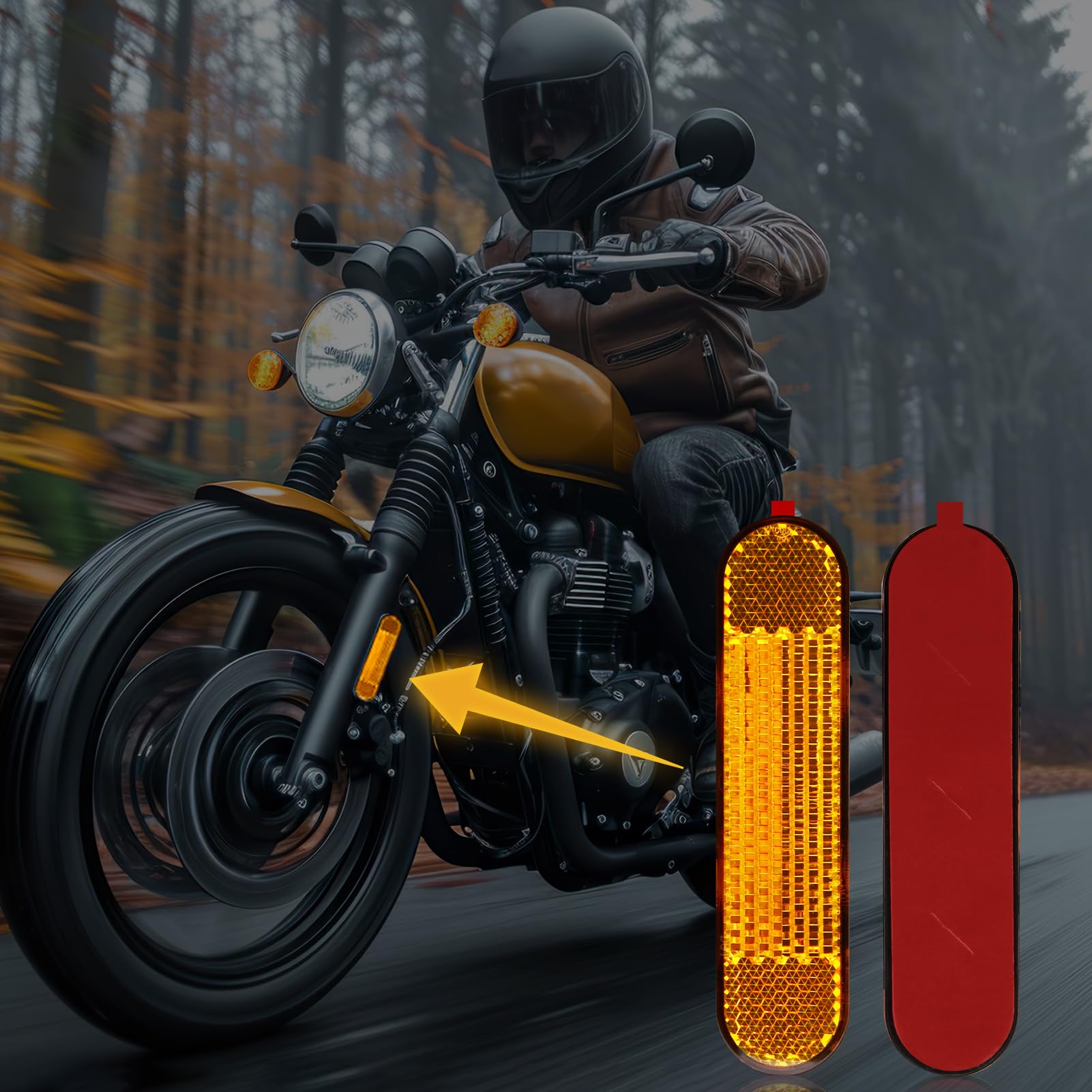 4PCS Moto Bicicletta E4 Catarifrangente Forcella Catadiottro Cat's Eye Posteriore Autoadesiva 100 x 24 x 8 mm Catarifrangente Rettangolare per Moto Scooter Dove Sono Richieste Avvertenze (Giallo)